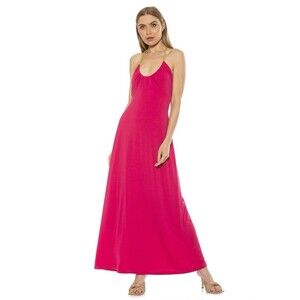 Alexia Admor Dress Womens Sz Small Pink Selena Maxi Halter Stretch NWT